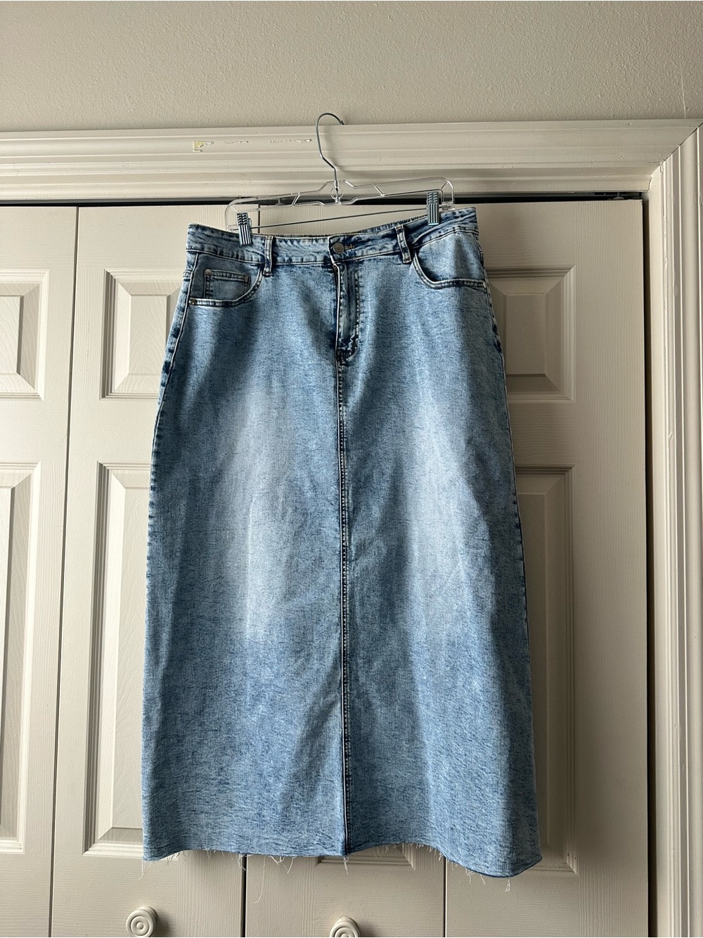 Light Blue Denim Midi Skirt - Women Jeans